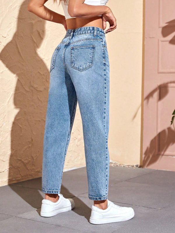 Solid Mom Fit Jeans