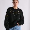 WOMEN FLOWER EMBRODERY FANCY SWEATER