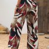 Casual Plant Print Straight-Leg Pants