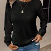 Women's Elegant Lace Sleeve Textured Casual Sweatshirt, Autumn