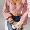 Ladies" Fashionable Sweet Square Collar Backless Tie-Up Shirt