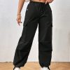 Flap Pocket Side Drawstring Waist Cargo Pants