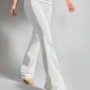 White Y2k Solid Ruched Flare Leg Pants Flare Leggings
