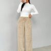 Drawstring Waist Teddy Wide Leg Pants