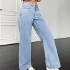 Women's Fashion Versatile Washed Slant Pocket Loose Wide Leg Jeans