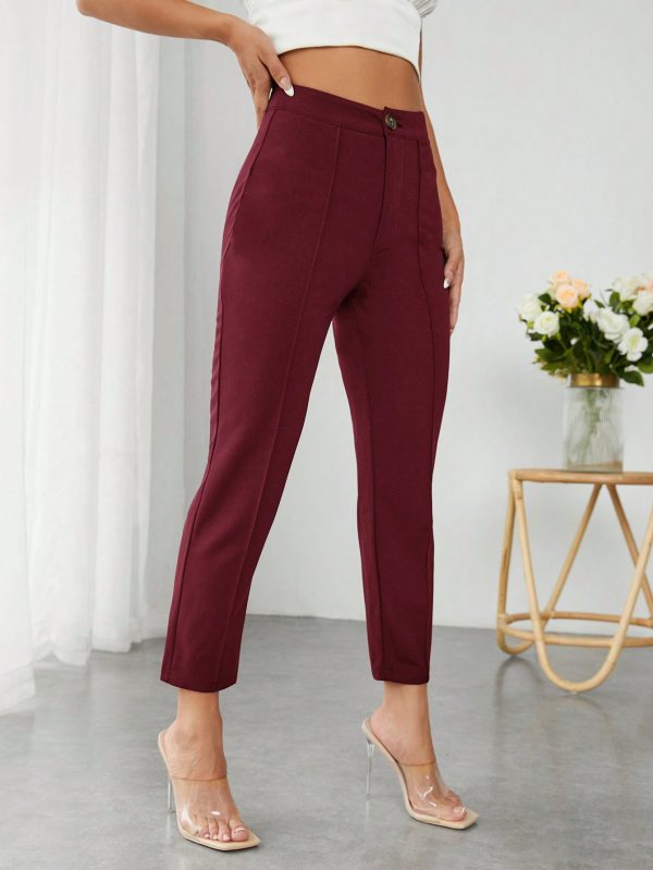 Solid Color High Waisted Long Trousers