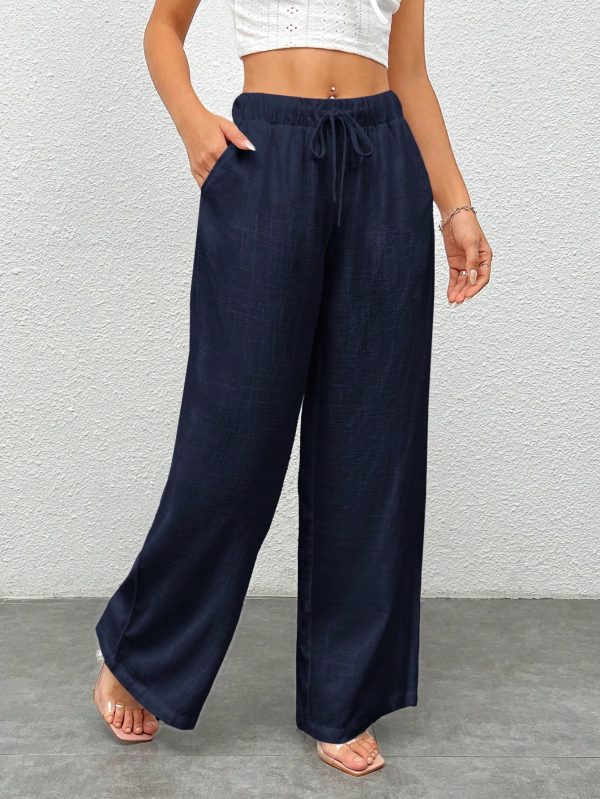 Women's Solid Color Simple Daily Woven Wide Leg Pants