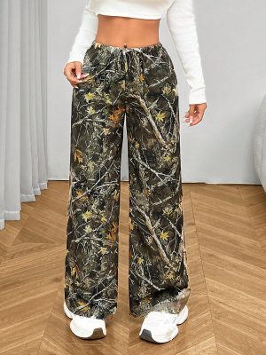 Women's Fashionable Camouflage Print Wide Leg Pants