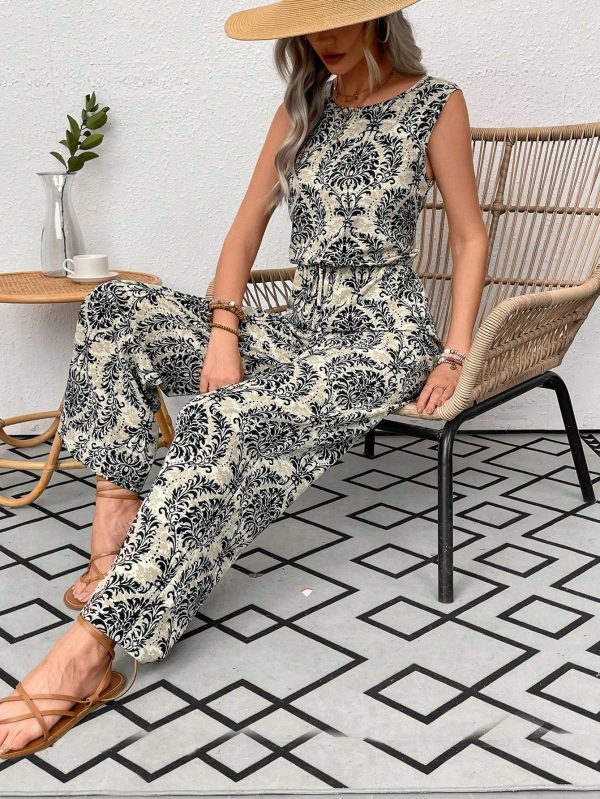 Women Full Print Sleeveless Jumpsuit