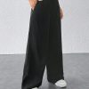 Drawstring Waist Long Pants With Pockets, Loose Pant