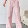 Women's Tie Waist Pinstripe Straight Leg Pants