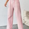 Women's Tie Waist Pinstripe Straight Leg Pants