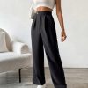 Women's Solid Color High Waist Pleated Wide Leg Loose Pants With Refined Elegant Style