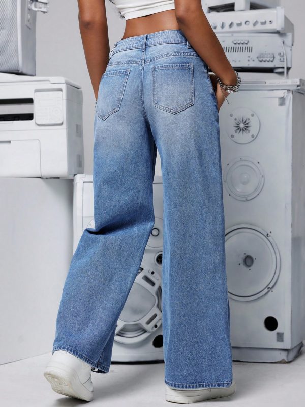 Women's Fashionable Loose Casual Jeans With Ombre Effect