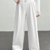 Women Casual Letter Printed Elastic Waist Loose Wide Leg Pants
