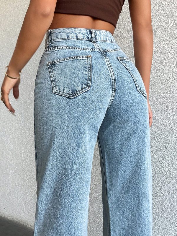 '- WIDE LEG HIGH WAISTLIGHT WASH