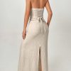 Halter-Neck Buttoned Top And Elegant Loose Skirt Two-Piece Set