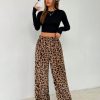 Women's New Leopard Print Plush Trousers Suitable For Autumn And Winter
