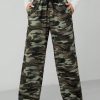 Camouflage Pattern Wide Leg Women's Trousers And Sweatpants
