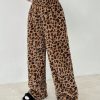 Women's New Leopard Print Plush Trousers Suitable For Autumn And Winter