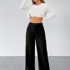 Black Corduroy Women's Wide Leg Trousers