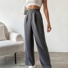 Women Plain Front Button Closure Minimalist Casual Pants, Daily Wear