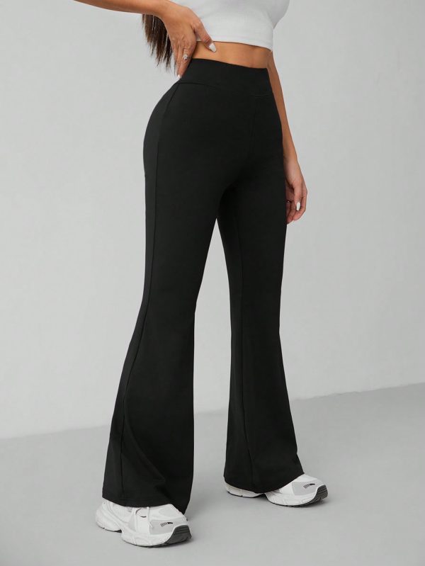 Solid Skinny Flare Leg Pants