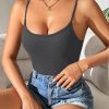 Women's Solid Color Casual Strap Bodysuit, Summer