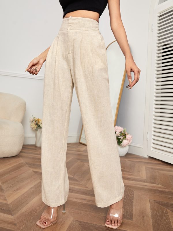 High Waisted Solid Tailored Pants