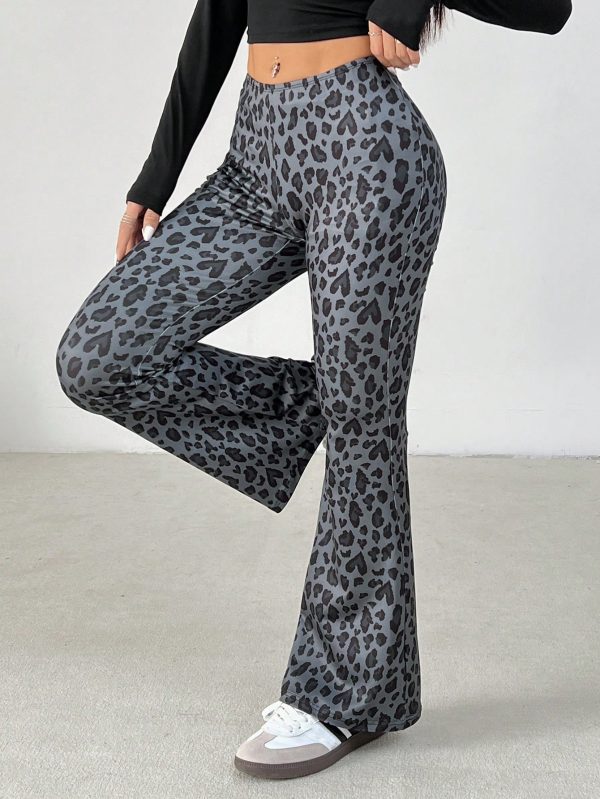 Women's Leopard Print Slim Flared Pants