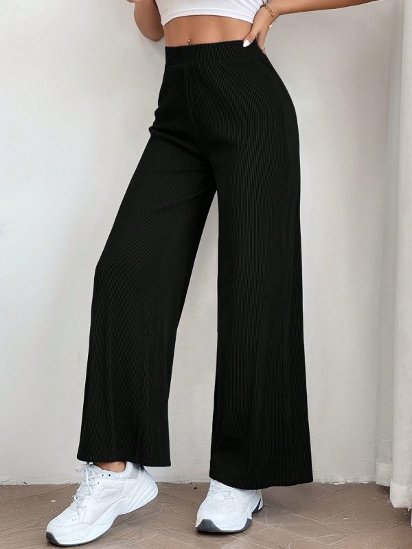Solid Wide Leg Dress Pants