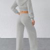 Women's FashionableZip Front Hooded Sweatshirt And Pants Two Piece Set