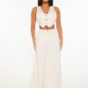 Button Front Vest Jacket & Wide Leg Pants