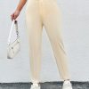 Women's Solid Color Edging Decorated Long Pants