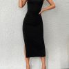 Twist Backless Split Thigh Cami Dress