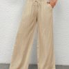 Women's White Woven Wide Leg Pants