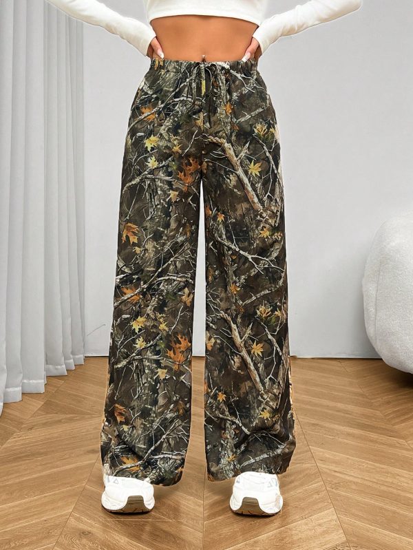 Women's Fashionable Camouflage Print Wide Leg Pants