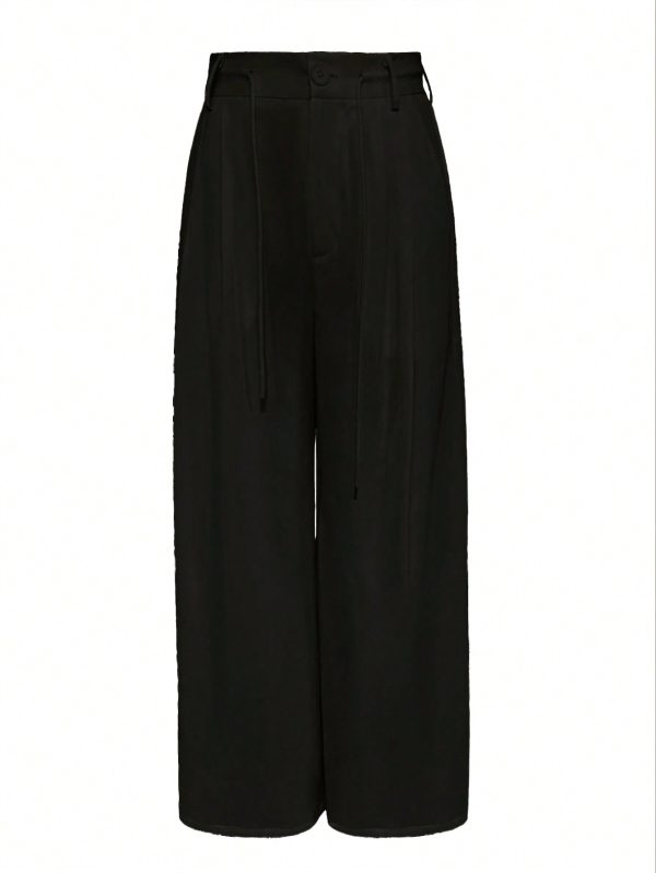 Women's Solid Color Front Tie Pocket Simple Casual Pants