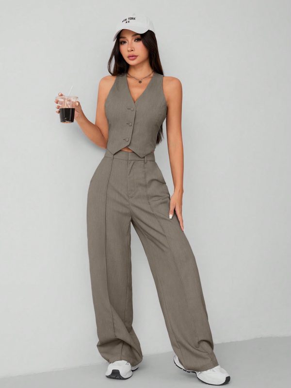 Women's Single Breasted Vest And Pants Formal Business Suit, Summer