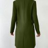 Women's Solid Color Front Button Long Sleeve Flat Collar Minimalist Jacket, Casual For Daily Wear