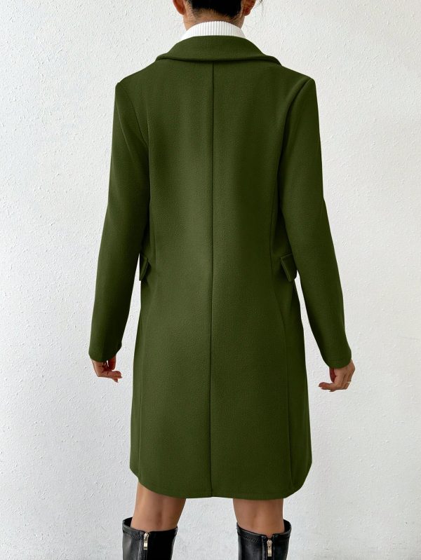 Women's Solid Color Front Button Long Sleeve Flat Collar Minimalist Jacket, Casual For Daily Wear