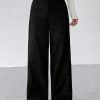 Black Corduroy Women's Wide Leg Trousers