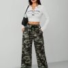 Camouflage Pattern Wide Leg Women's Trousers And Sweatpants