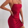 Crisscross Backless Ruched Cami Bodycon Dress Open Back Date Night Dress