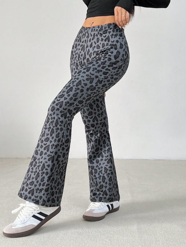 Women's Leopard Print Slim Flared Pants