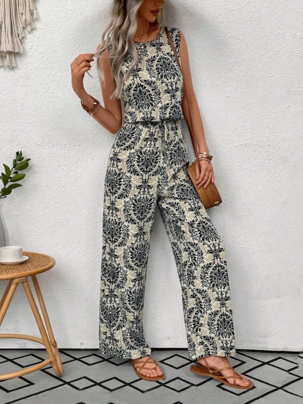 Women Full Print Sleeveless Jumpsuit