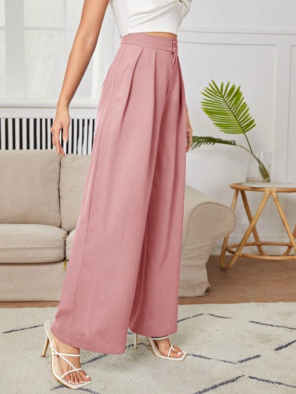 Women's Solid Color Zipper Closure Long Pants