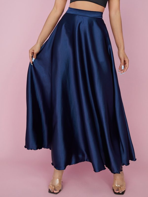 High Waist Solid Flared Party Women Skirt