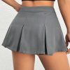 Women'S Solid Color V-Shaped Waistband Pleated Mini Skirt