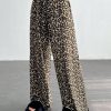 Leopard Print Knit Straight Leg Lounge Pants